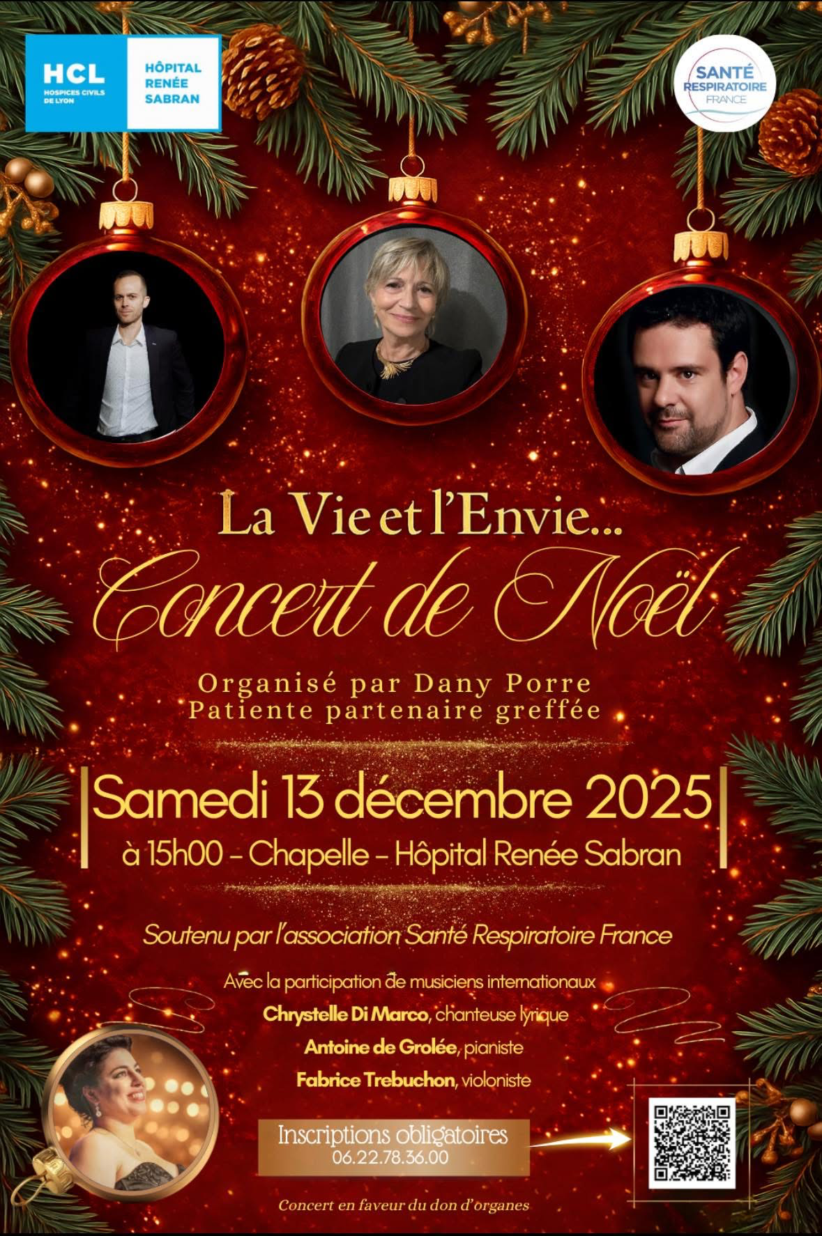 affiche du concert Décembre 2025 à l'hopital renée sabran