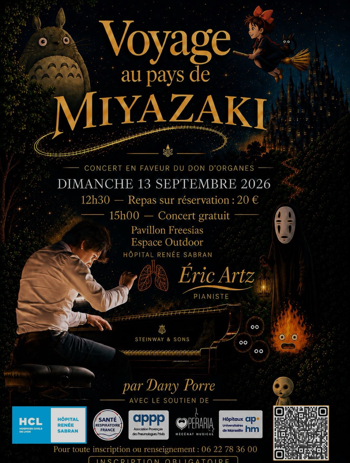 affiche du concert septembre 2026, voyage au pays de miyazaki à l'hopital renée sabran